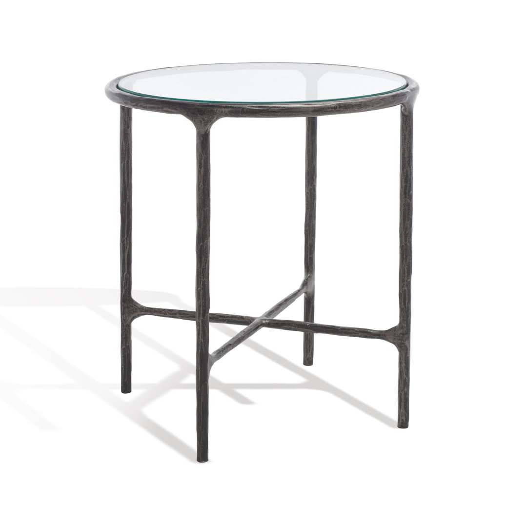 Evelynn Glass Cross Legs End Table